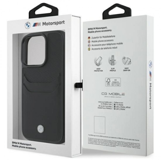 BMW Sign Leather Cardslot Case for iPhone 16 Pro Max - Black