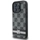 DKNY Checkered Pattern & Printed Stripes Case for iPhone 16 Pro - Black