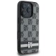 DKNY Checkered Pattern & Printed Stripes Case for iPhone 16 Pro - Black