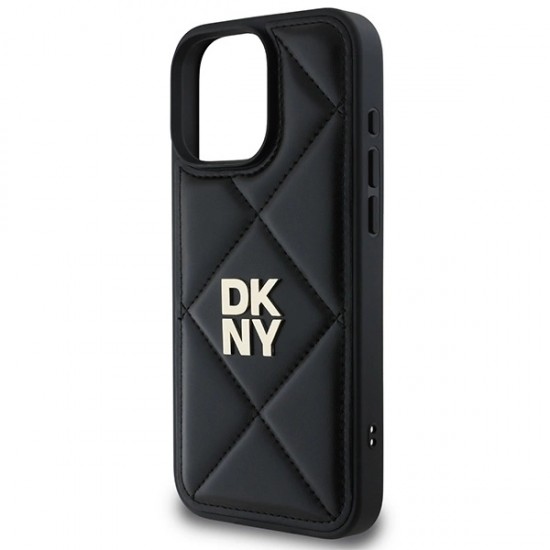 DKNY Quilted Stack Logo iPhone 16 Pro Case - Black