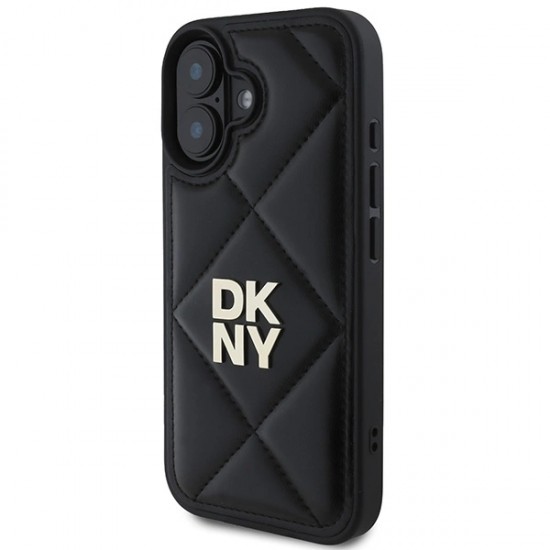DKNY Quilted Stack Logo iPhone 16 Case - Black