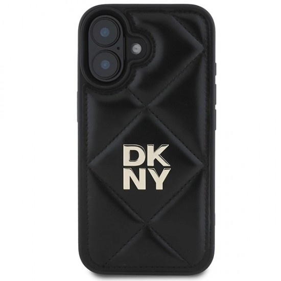 DKNY Quilted Stack Logo iPhone 16 Case - Black