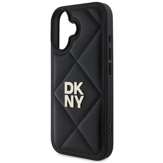 DKNY Quilted Stack Logo iPhone 16 Case - Black