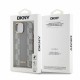 DKNY Leather Checkered Mono Pattern MagSafe iPhone 14 Case - Beige