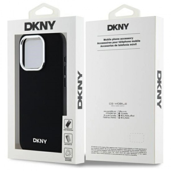 DKNY Plain Logo MagSafe iPhone 15 Pro Case - Black