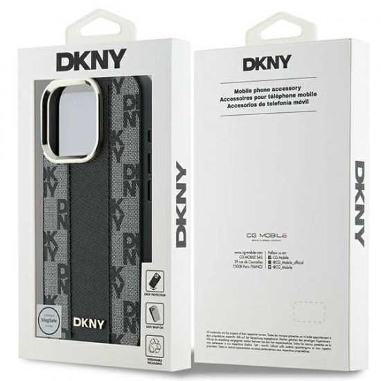 DKNY Checkered Pattern Magsafe iPhone 16 Pro Case - Black