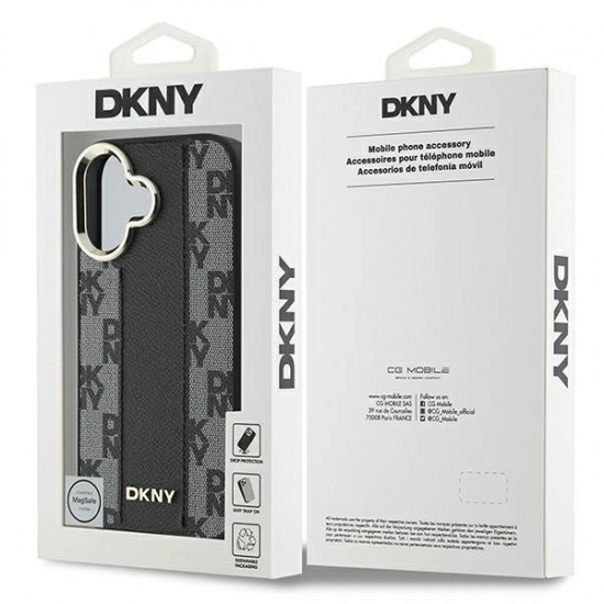 DKNY Checkered Pattern Magsafe iPhone 16 Plus Case - Black