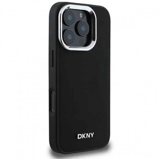 DKNY Plain Silver Logo MagSafe iPhone 16 Pro Max Case - Black