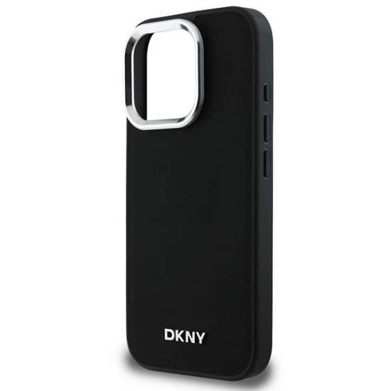 DKNY Plain Silver Logo MagSafe iPhone 16 Pro Max Case - Black