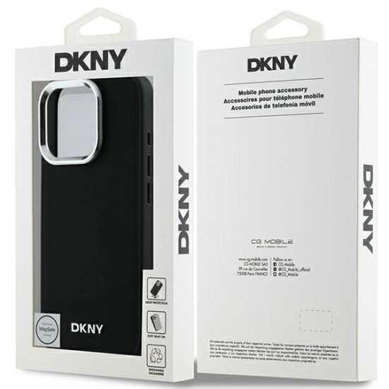 DKNY Plain Silver Logo MagSafe iPhone 16 Pro Max Case - Black