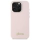 Guess Silicone Script Metal Logo & Frame iPhone 16 Pro Max Case - Pink