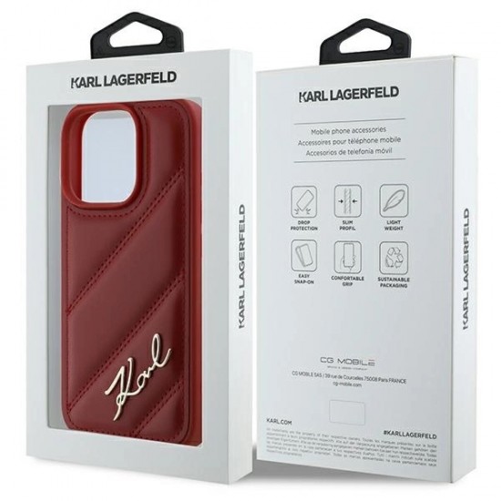 Karl Lagerfeld Quilted Signature iPhone 16 Pro Case - Red