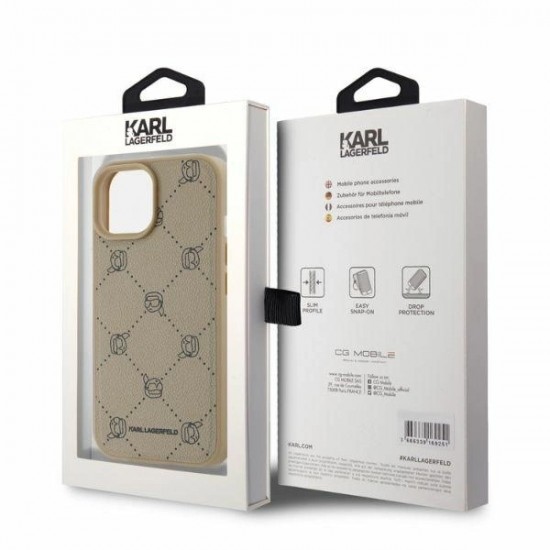 Karl Lagerfeld Magsafe Karl Head iPhone 15 Case - Beige