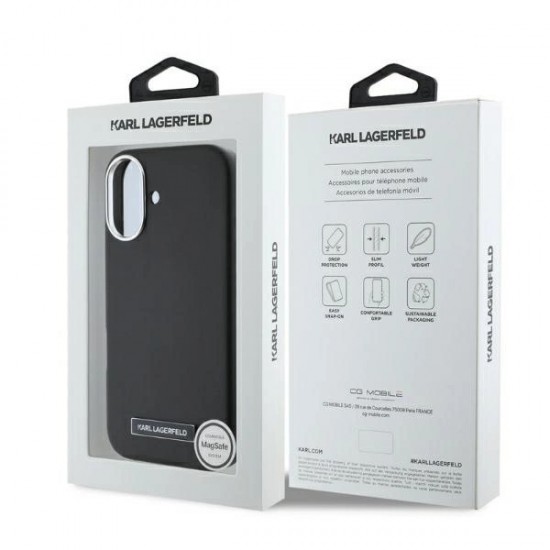 Karl Lagerfeld FW Metal Plate MagSafe iPhone 16 Case - Black
