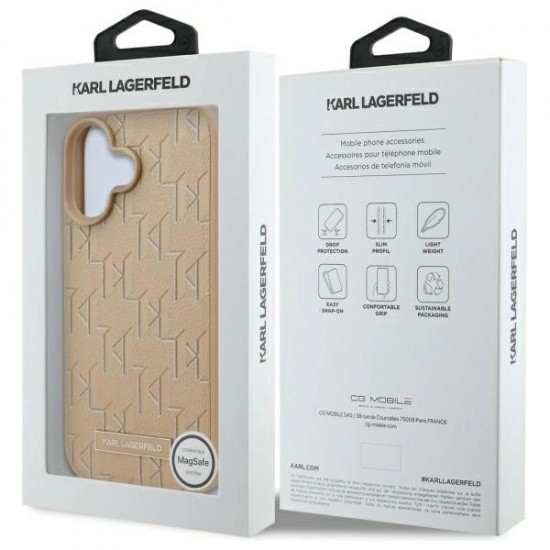 Karl Lagerfeld Hot Stamp Magsafe iPhone 16 Case - Beige