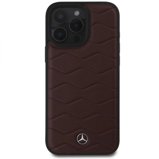 Mercedes MB Waves Leather Case for iPhone 16 Pro Max - Red
