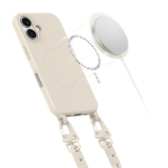 Tech-Protect MagNecklace MagSafe Case with Lanyard for iPhone 16 - Beige