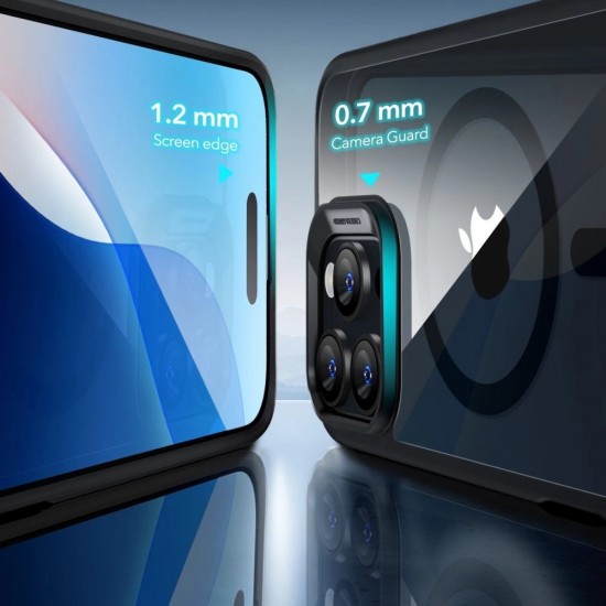 ESR Classic Hybrid Halolock MagSafe Case + Tempered Glass for iPhone 16 Pro - Clear with Black Frame