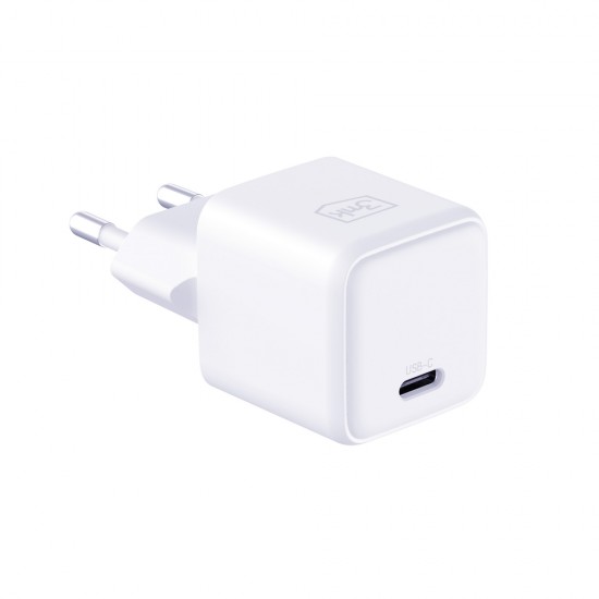 3mk Hyper Charger PD GaN 25W Wall Charger with USB-C Cable - White
