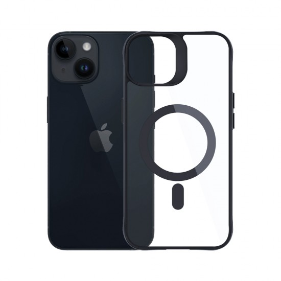 3mk Satin Armor MagCase with MagSafe for iPhone 13 / 14 - Transparent with Black Frame