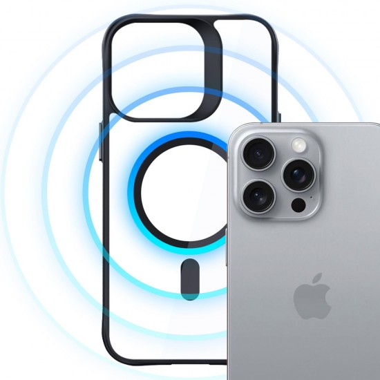 3mk Satin Armor MagCase with MagSafe for iPhone 16 Pro - Clear with Black Frame