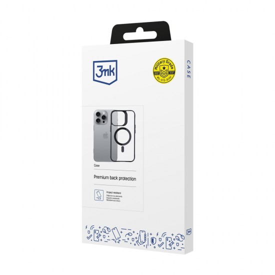 3mk Satin Armor MagCase with MagSafe iPhone 16 Pro Max - Clear with Black Frame