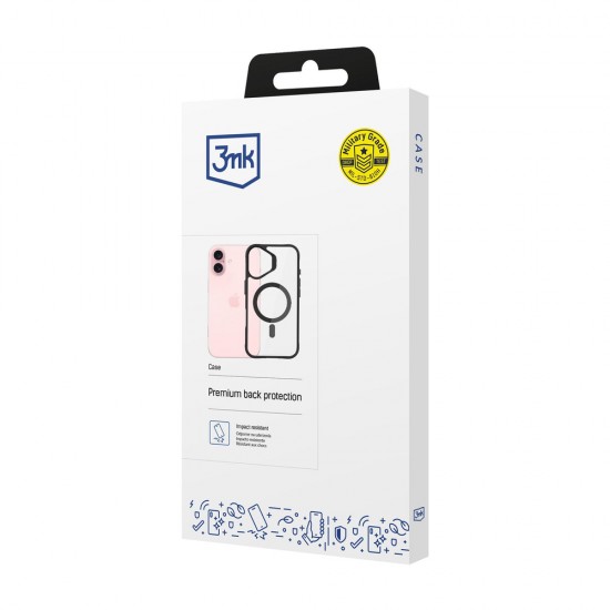 3mk Satin Armor MagCase with MagSafe for iPhone 16 Plus - Clear with Black Frame