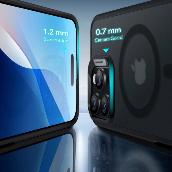 ESR Classic Hybrid Halolock MagSafe Case Set + Tempered Glass for iPhone 16 Pro Max - Semi-Transparent with Black Frame