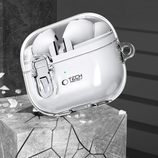Tech-Protect FlexAir Case with Carabiner for Samsung Galaxy Buds 3 / 3 Pro - Transparent