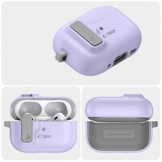 Tech-Protect Slim Hook Case with Carabiner for Apple AirPods Pro 1 / 2 - Purple