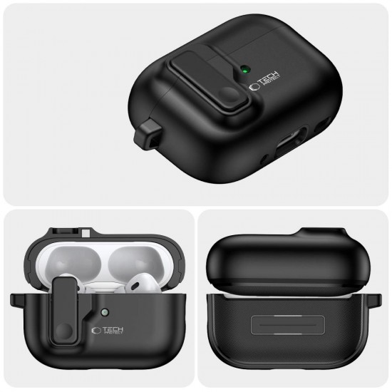 Tech-Protect Slim Hook Case with Carabiner for Apple AirPods Pro 1 / 2 - Black