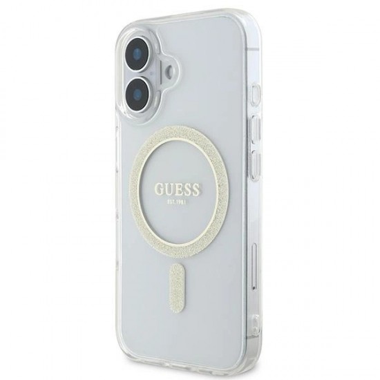 Guess IML Glitter Circle MagSafe iPhone 16 Case - Clear