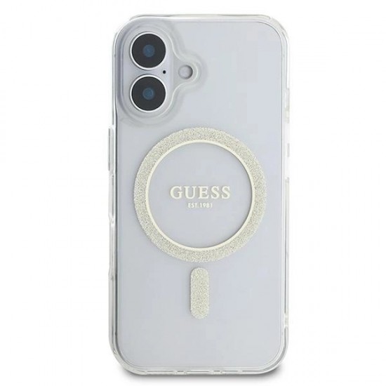 Guess IML Glitter Circle MagSafe iPhone 16 Case - Clear