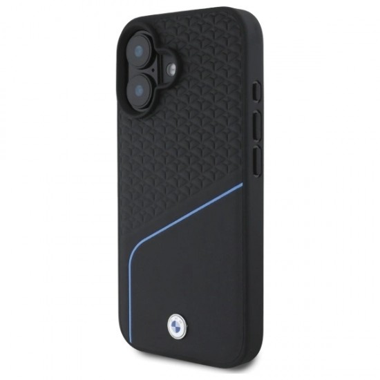 BMW Sign Leather Textured And Line MagSafe iPhone 16 Case - Black