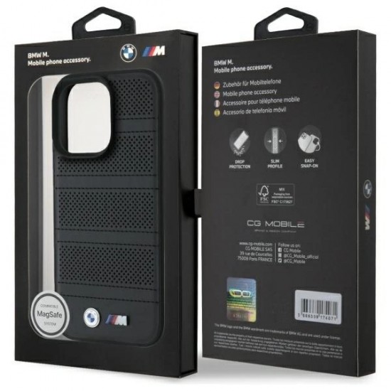 BMW M Perforated And Stitched Line MagSafe case for iPhone 16 Pro Max - black