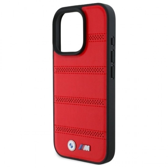 BMW M Perforated And Stitched Line MagSafe case for iPhone 16 Pro Max - red