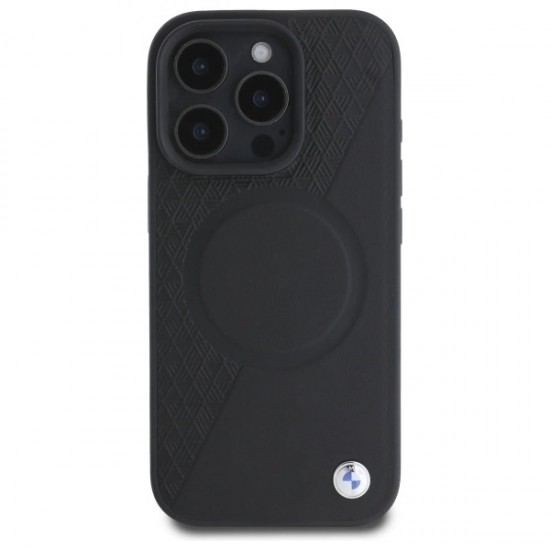 BMW Sign Leather Half Textured And Circle MagSafe case for iPhone 16 Pro Max - black