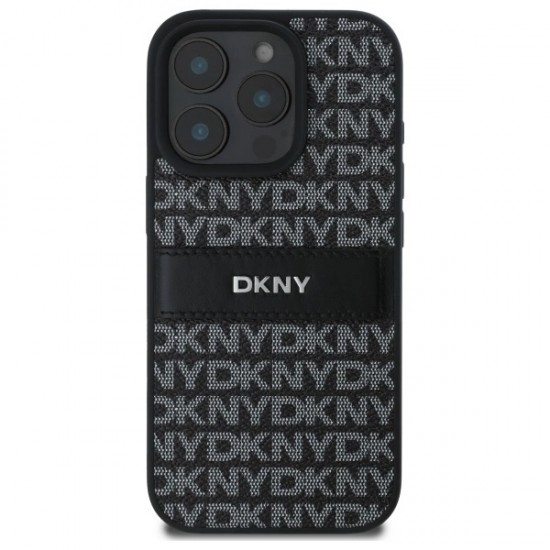 DKNY Texture Pattern Tonal Stripe iPhone 16 Pro Case - Black