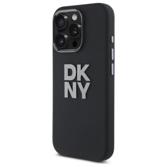 DKNY Liquid Silicone Metal Logo iPhone 16 Pro Case - Black