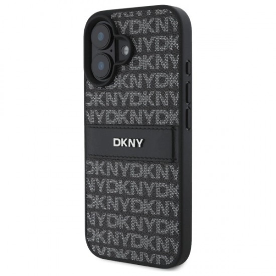 DKNY Texture Pattern Tonal Stripe iPhone 16 Case - Black