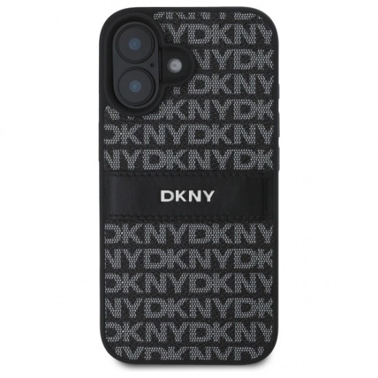DKNY Texture Pattern Tonal Stripe iPhone 16 Case - Black