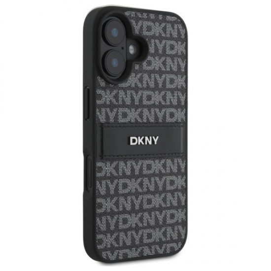 DKNY Texture Pattern Tonal Stripe iPhone 16 Case - Black