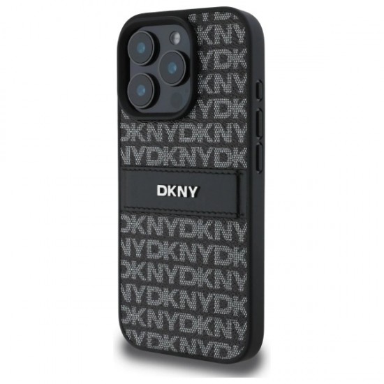 DKNY Texture Pattern Tonal Stripe iPhone 16 Pro Max Case - Black