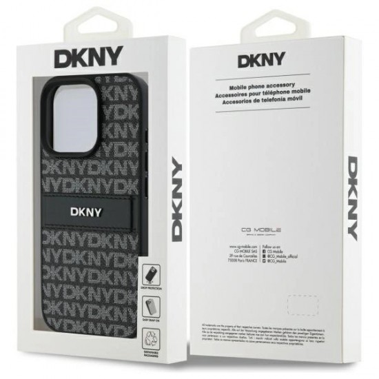 DKNY Texture Pattern Tonal Stripe iPhone 16 Pro Max Case - Black
