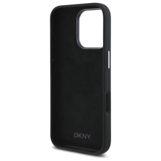DKNY Liquid Silicone Metal Logo iPhone 16 Pro Max Case - Black