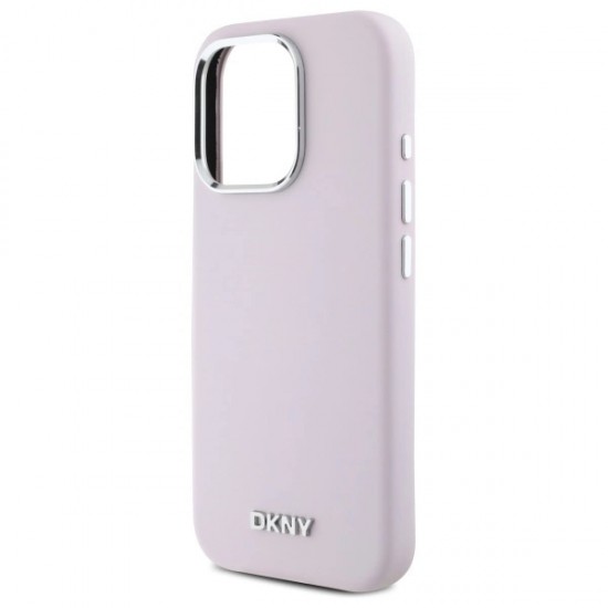 DKNY Liquid Silicone Small Metal Logo MagSafe iPhone 16 Pro Case - Pink