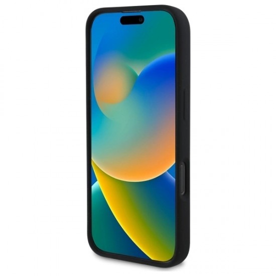 DKNY Silicone White Printed Logo MagSafe iPhone 16 Case - Black