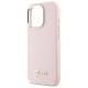 Guess Silicone Script Metal Logo & Frame iPhone 16 Pro Case - Pink