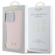 Guess Silicone Script Metal Logo & Frame iPhone 16 Pro Case - Pink