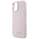 Guess Silicone Script Metal Logo & Frame iPhone 16 Plus Case - Pink